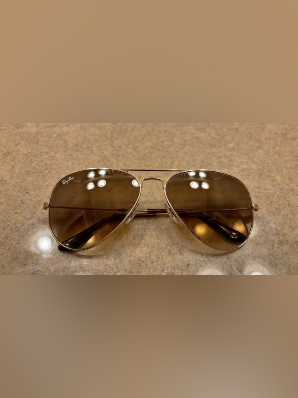 Women’s Ray-Ban Aviator Sunglasses in Gold with Brown Lenses
